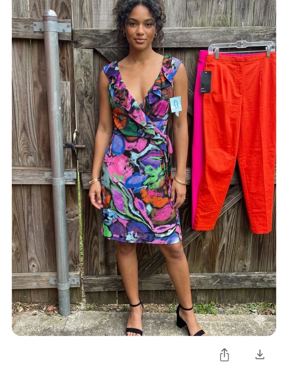 👗Suzi Chin Vibrant Abstract Print Wrap Dress - Multicolor